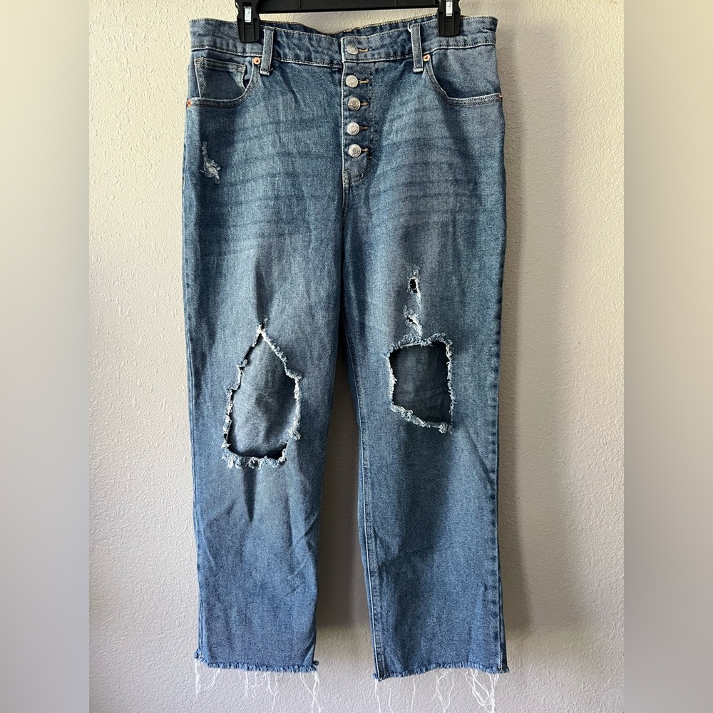 Distressed Blue Denim Jeans